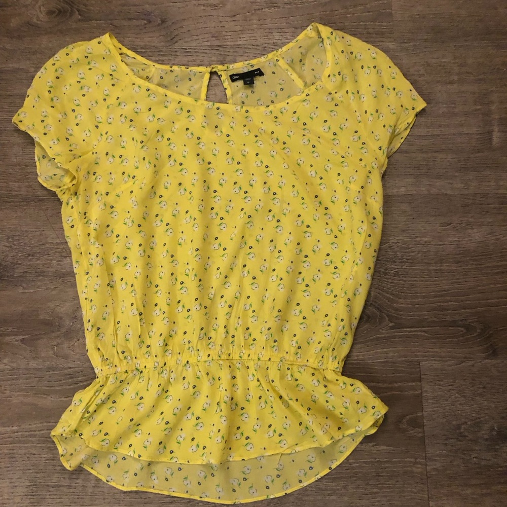 Gap Bright yellow floral peplum dress top